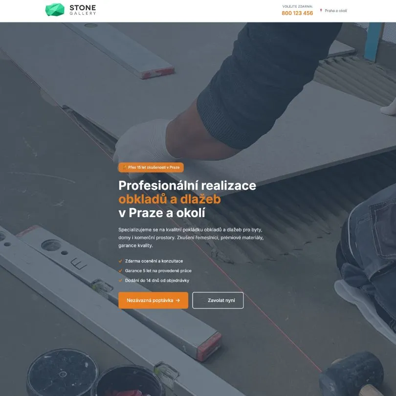 Stone Gallery – leadgen landing page