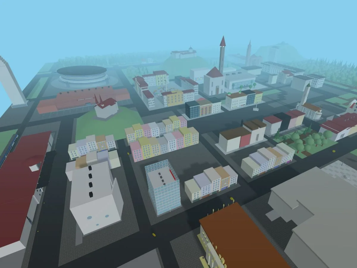 HrejBrno - 3D hra v JavaScriptu celkový pohled na Brno